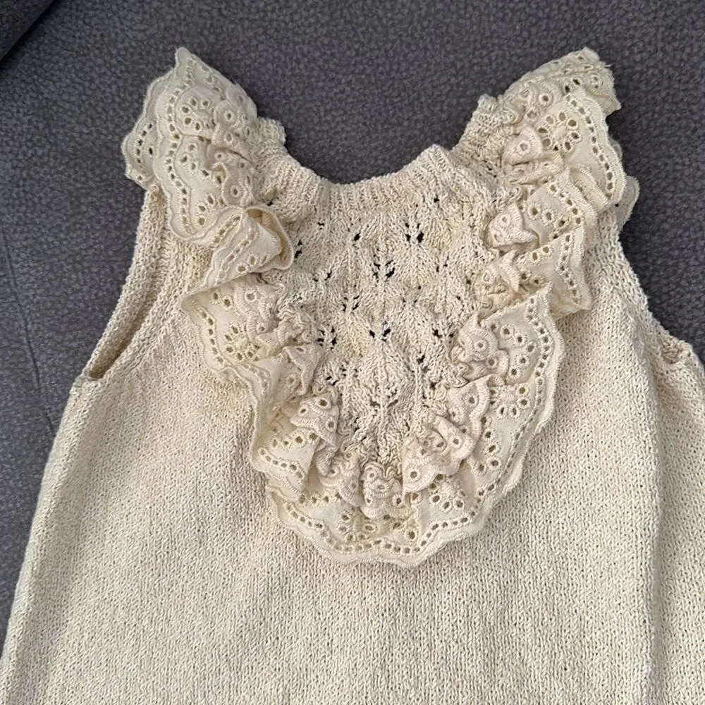 ZARA Kids | Ecru | POINTELLE KNIT DRESS